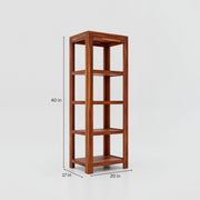 Solid Wood Open Bookshelf Furniture for Living Room in Natural Finish