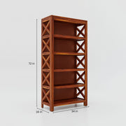 Solid Wood Bookshelf for Book Storage in Natural Finish