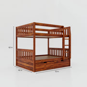 Wooden Bunk Bed with Storage for Kids Bedroom