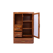 Solid Wood Standard Bookcase with Drawers in Honey Finish