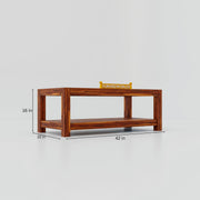 Solid Wood Coffee Table With Glass for Living Room in Natural Finish