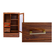 Solid Wood Standard Bookcase with Drawers in Honey Finish