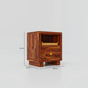 Wooden Bedside Table for Bedroom with Drawer in Teak Finish