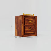 Solid Wood Bedside Table with Drawers for Bedroom in Teak Finish