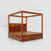 Solid Wood Poster Bed with Storage for Bedroom