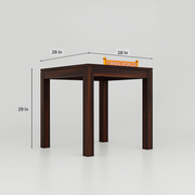 Wooden table with dimensions labeled on a gray background