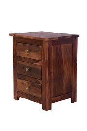 Wooden Bedside Table with Storage for Living Room in Mahogany Finish