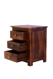 Wooden Bedside Table with Storage for Living Room in Mahogany Finish