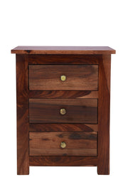 Wooden Bedside Table with Storage for Living Room in Mahogany Finish