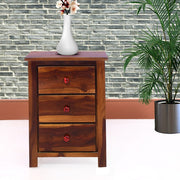 Wooden Bedside Table with Drawers in Provincial Teak Finish