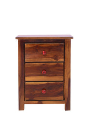 Wooden Bedside Table with Drawers in Provincial Teak Finish