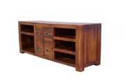 Solid Wood Tv Unit with Storage for Living Room (Kapasi Brown Finish)