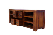 Solid Wood Tv Unit with Storage for Living Room (Kapasi Brown Finish)