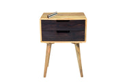 Mango Wood Bedside Table With 2 Drawer in Natural Finish