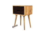 Mango Wood Bedside Table With 2 Drawer in Natural Finish