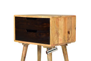 Mango Wood Bedside Table With 2 Drawer in Natural Finish