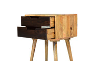 Mango Wood Bedside Table With 2 Drawer in Natural Finish