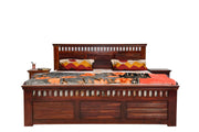 Wooden King Size Bed With Drawers Storage for Bedroom in Honey Finish