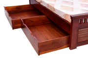 Wooden King Size Bed With Drawers Storage for Bedroom in Honey Finish