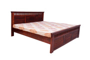 Solid Wood Queen Size Bed with 4 Drawer Storage for Bedroom in Honey Finish