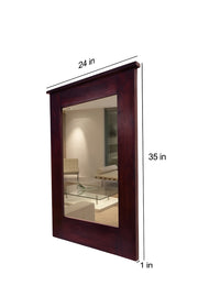 Wooden Frame Decorative Wall Mirror for Bedroom Bathroom (Walnut Finish)