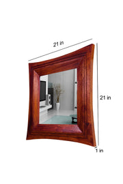 Solid Wood Frame Decorative Wall Mirror for Bedroom Bathroom (Honey Finish)