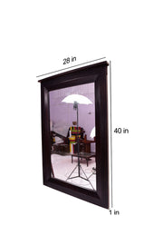 Wooden Mirror Frame for Bathroom & Living Room in Walnut Finish