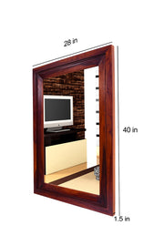 Solid Wood Frame Decorative Wall Mirror for Bedroom Bathroom in Provincial Teak Finish