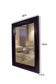 Wooden Frame Decorative Wall Mirror for Bedroom Bathroom in Walnut Finish
