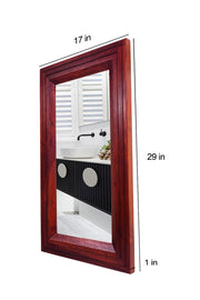 Solid Wood Frame Decorative Wall Mirror for Bedroom Bathroom (Honey Finish)