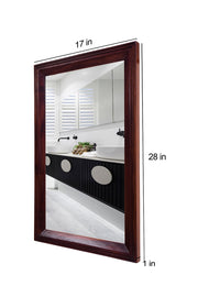 Solid Wood Frame Decorative Wall Mirror for Bedroom Bathroom (Walnut Finish)