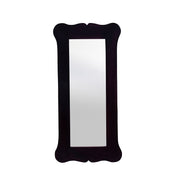A rectangular wall mirror with a walnut wooden frame, designed for bedroom or bathroom decor.