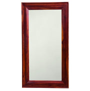 A rectangular wooden frame decorative wall mirror with a Sheesham wood finish.