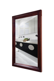Solid Wood Frame Decorative Wall Mirror for Bedroom Bathroom (Walnut Finish)