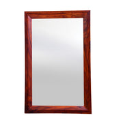 Rectangular wall mirror with a solid maple wood frame, displayed against a white background.