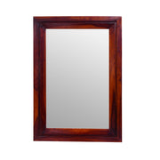 Rectangular wall mirror with a solid wood frame in a teak finish
