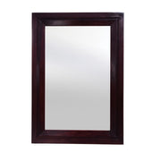 A rectangular walnut finish wooden frame decorative wall mirror.