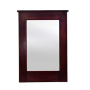 A rectangular wooden frame decorative wall mirror with a walnut finish.