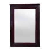 Rectangular wooden mirror frame in walnut finish with a mirror in the center