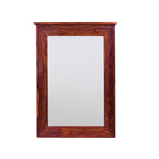 Rectangular wall mirror with a provincial teak finish wooden frame