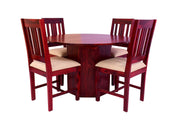Solid Wood Round Dining Table 4 Seater with Cushions Chairs for Dining Room