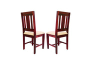 Solid Wood Dining Chairs Set of 2 with Cushions for Living Room in Mahogany Finish