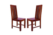 Solid Wood High Back Dining Chair Set of 2 for Dining Room in Teak Finish