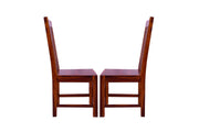 Solid Wood High Back Dining Chair Set of 2 for Dining Room in Teak Finish