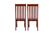 Solid Wood High Back Dining Chair Set of 2 for Dining Room in Teak Finish
