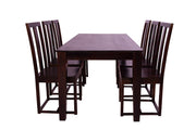 Solid Wood Dining Table 6 Seater for Dining Room in Rosewood Walnut Finish