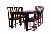 Solid Wood Dining Table 6 Seater for Dining Room in Rosewood Walnut Finish