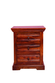 Solid Wood Bedside Table with Drawers in Honey Finish