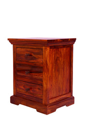 Solid Wood Bedside Table with Drawers in Honey Finish