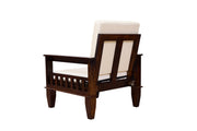 Solid Wood Single Seater Sofa for Living Room in Walnut Finish